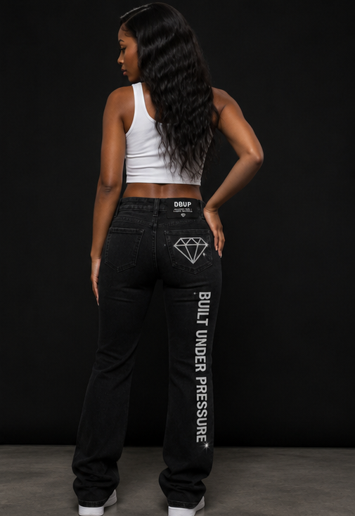 DBUP Women’s Black Graphic Denim Jeans 21df